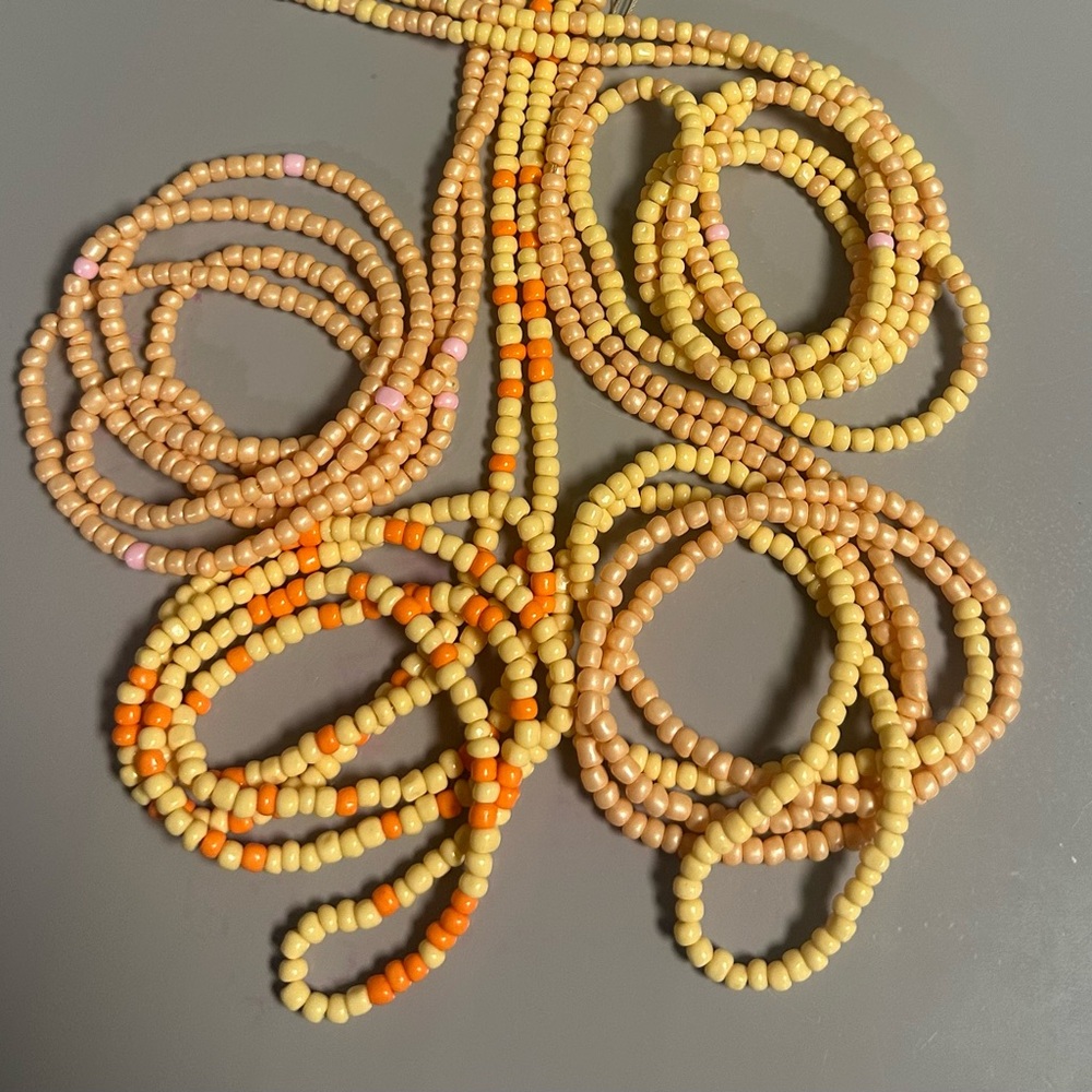 4 pcs Handmade Yellow & Orange Waist Bead set